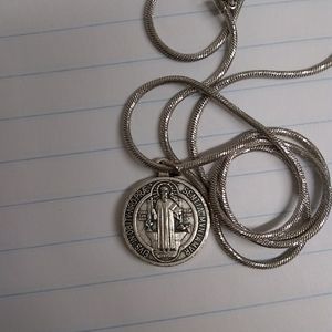 Genuine St. Benedict's Medal Silver Chain included Catholic Sacramental